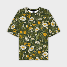 Мужская футболка oversize 3D с принтом Луговые и полевые цветы в Санкт-Петербурге,  |  | 