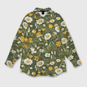 Мужская рубашка oversize 3D с принтом Луговые и полевые цветы в Екатеринбурге,  |  | Тематика изображения на принте: 
