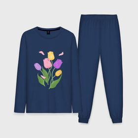 Мужская пижама с лонгсливом хлопок с принтом Весенние цветы тюльпаны ,  |  | Тематика изображения на принте: 
