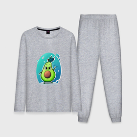 Мужская пижама с лонгсливом хлопок с принтом Cute avocado ,  |  | Тематика изображения на принте: 