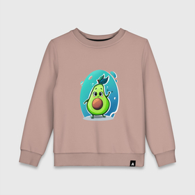 Детский свитшот хлопок с принтом Cute avocado , 100% хлопок | круглый вырез горловины, эластичные манжеты, пояс и воротник | Тематика изображения на принте: 