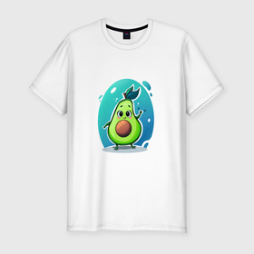 Мужская футболка хлопок Slim с принтом Cute avocado в Кировске, 92% хлопок, 8% лайкра | приталенный силуэт, круглый вырез ворота, длина до линии бедра, короткий рукав | 