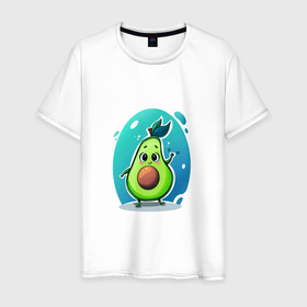 Мужская футболка хлопок с принтом Cute avocado , 100% хлопок | прямой крой, круглый вырез горловины, длина до линии бедер, слегка спущенное плечо. | Тематика изображения на принте: 