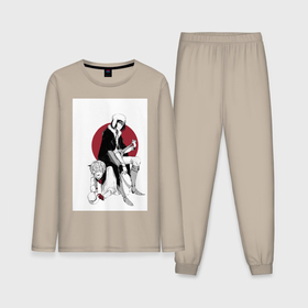Мужская пижама с лонгсливом хлопок с принтом Достоевский   гоголь ,  |  | Тематика изображения на принте: 