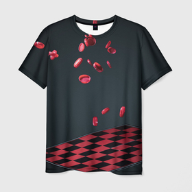 Мужская футболка 3D с принтом Настольная игра шашки в Курске, 100% полиэфир | прямой крой, круглый вырез горловины, длина до линии бедер | 