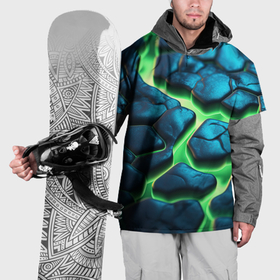 Накидка на куртку 3D с принтом Разломленные   зеленые плиты в Кировске, 100% полиэстер |  | Тематика изображения на принте: 