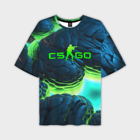 Мужская футболка oversize 3D с принтом CSGO зеленые разломленные  плиты в городе Новоалтайск,  |  | 