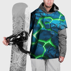 Накидка на куртку 3D с принтом Разлом  зеленых   плит в Белгороде, 100% полиэстер |  | Тематика изображения на принте: 