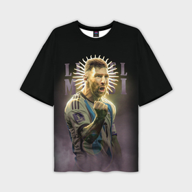 Мужская футболка oversize 3D с принтом Лионель Месси сборная Аргентины ЧМ 2022 в Санкт-Петербурге,  |  | Тематика изображения на принте: 