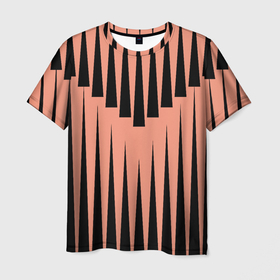 Мужская футболка 3D с принтом Терракотовая строгая геометрия в Санкт-Петербурге, 100% полиэфир | прямой крой, круглый вырез горловины, длина до линии бедер | Тематика изображения на принте: 