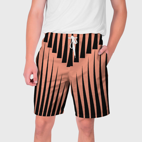 Мужские шорты 3D с принтом Терракотовая строгая геометрия в Кировске,  полиэстер 100% | прямой крой, два кармана без застежек по бокам. Мягкая трикотажная резинка на поясе, внутри которой широкие завязки. Длина чуть выше колен | 