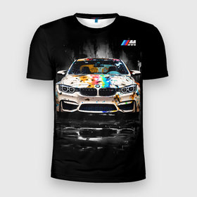 Мужская футболка 3D Slim с принтом BMW Креативный тюнинг в Петрозаводске, 100% полиэстер с улучшенными характеристиками | приталенный силуэт, круглая горловина, широкие плечи, сужается к линии бедра | Тематика изображения на принте: 