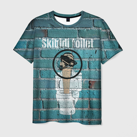 Мужская футболка 3D с принтом Skibidi toilet Graffiti в Петрозаводске, 100% полиэфир | прямой крой, круглый вырез горловины, длина до линии бедер | 
