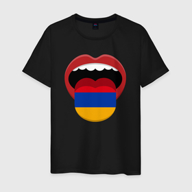 Мужская футболка хлопок с принтом Armenian lips в Санкт-Петербурге, 100% хлопок | прямой крой, круглый вырез горловины, длина до линии бедер, слегка спущенное плечо. | 