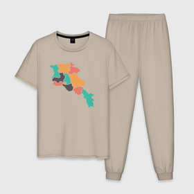 Мужская пижама хлопок с принтом Области Армении в Белгороде, 100% хлопок | брюки и футболка прямого кроя, без карманов, на брюках мягкая резинка на поясе и по низу штанин
 | 