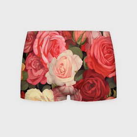 Мужские трусы 3D с принтом Розовый сад в Ухте, 50% хлопок, 50% полиэстер | классическая посадка, на поясе мягкая тканевая резинка | Тематика изображения на принте: 