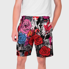Мужские шорты 3D с принтом Эмоции цветов в Санкт-Петербурге,  полиэстер 100% | прямой крой, два кармана без застежек по бокам. Мягкая трикотажная резинка на поясе, внутри которой широкие завязки. Длина чуть выше колен | 