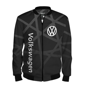 Мужской бомбер 3D с принтом Volkswagen   classic black в Санкт-Петербурге, 100% полиэстер | застегивается на молнию, по бокам два кармана без застежек, по низу бомбера и на воротнике - эластичная резинка | Тематика изображения на принте: 