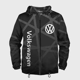 Мужская ветровка 3D с принтом Volkswagen   classic black в Санкт-Петербурге, 100% полиэстер | подол и капюшон оформлены резинкой с фиксаторами, два кармана без застежек по бокам, один потайной карман на груди | Тематика изображения на принте: 
