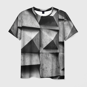 Мужская футболка 3D с принтом Каменная оптическая иллюзия в Курске, 100% полиэфир | прямой крой, круглый вырез горловины, длина до линии бедер | 
