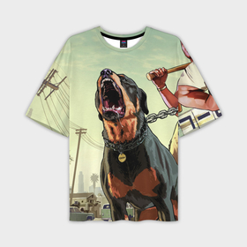 Мужская футболка oversize 3D с принтом Собака из GTA в Курске,  |  | 