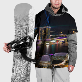 Накидка на куртку 3D с принтом Ночной город красочный в Белгороде, 100% полиэстер |  | Тематика изображения на принте: 