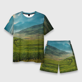 Мужской костюм с шортами 3D с принтом Природный ландшафт и пейзаж ,  |  | Тематика изображения на принте: 