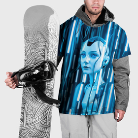 Накидка на куртку 3D с принтом Девушка биоробот среди проводов в Санкт-Петербурге, 100% полиэстер |  | 