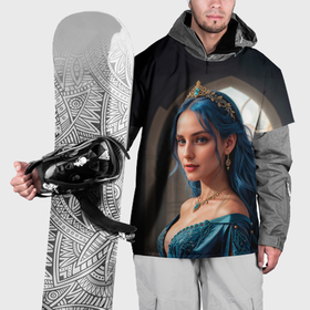 Накидка на куртку 3D с принтом Девушка принцесса с синими волосами в Тюмени, 100% полиэстер |  | 