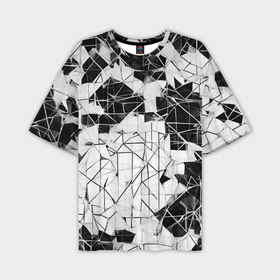 Мужская футболка oversize 3D с принтом Ломаные линии чёрно белые в Курске,  |  | 