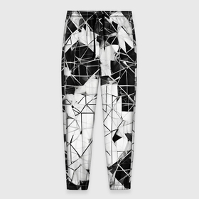 Мужские брюки 3D с принтом Ломаные линии чёрно белые в Санкт-Петербурге, 100% полиэстер | манжеты по низу, эластичный пояс регулируется шнурком, по бокам два кармана без застежек, внутренняя часть кармана из мелкой сетки | 
