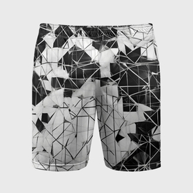 Мужские шорты спортивные с принтом Ломаные линии чёрно белые в Курске,  |  | Тематика изображения на принте: 