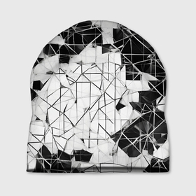 Шапка 3D с принтом Ломаные линии чёрно белые в Курске, 100% полиэстер | универсальный размер, печать по всей поверхности изделия | Тематика изображения на принте: 