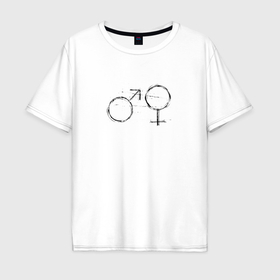 Мужская футболка хлопок Oversize с принтом Мужской и женский символ в Белгороде, 100% хлопок | свободный крой, круглый ворот, “спинка” длиннее передней части | 