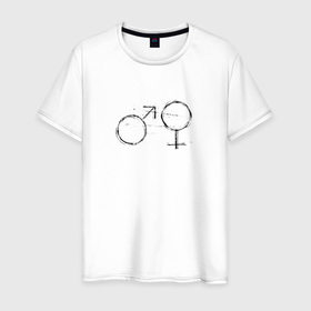 Мужская футболка хлопок с принтом Мужской и женский символ в Курске, 100% хлопок | прямой крой, круглый вырез горловины, длина до линии бедер, слегка спущенное плечо. | 