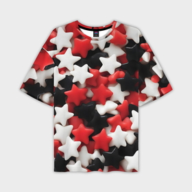 Мужская футболка oversize 3D с принтом Сладкие Звёзды чёрно красные ,  |  | 