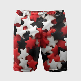 Мужские шорты спортивные с принтом Сладкие Звёзды чёрно красные в Петрозаводске,  |  | Тематика изображения на принте: 