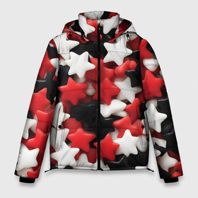 Мужская зимняя куртка 3D с принтом Сладкие Звёзды чёрно красные в Тюмени, верх — 100% полиэстер; подкладка — 100% полиэстер; утеплитель — 100% полиэстер | длина ниже бедра, свободный силуэт Оверсайз. Есть воротник-стойка, отстегивающийся капюшон и ветрозащитная планка. 

Боковые карманы с листочкой на кнопках и внутренний карман на молнии. | Тематика изображения на принте: 