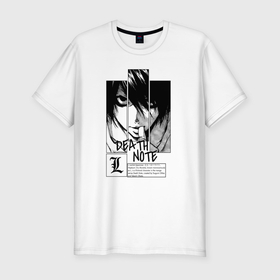 Мужская футболка хлопок Slim с принтом Death Note   L в Курске, 92% хлопок, 8% лайкра | приталенный силуэт, круглый вырез ворота, длина до линии бедра, короткий рукав | 