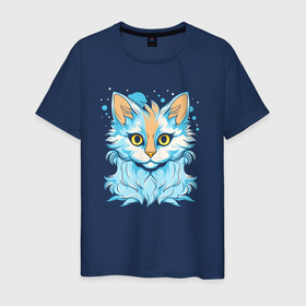 Светящаяся мужская футболка с принтом Милый котейка в Кировске,  |  | Тематика изображения на принте: 