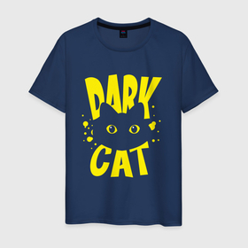 Светящаяся мужская футболка с принтом Dark cat yellow text в Рязани,  |  | Тематика изображения на принте: 