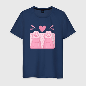 Светящаяся мужская футболка с принтом Лапки котика с сердечком в Кировске,  |  | 