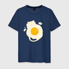 Светящаяся мужская футболка с принтом Яичница в форме котика в Санкт-Петербурге,  |  | Тематика изображения на принте: 