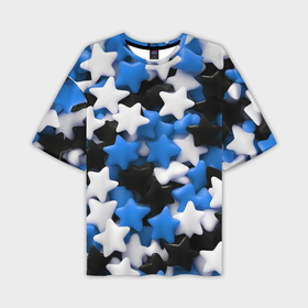 Мужская футболка oversize 3D с принтом Сладкие звёзды чёрно синие ,  |  | 
