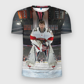 Мужская футболка 3D Slim с принтом Sergey Bobrovsky   Florida panthers   hockey в Белгороде, 100% полиэстер с улучшенными характеристиками | приталенный силуэт, круглая горловина, широкие плечи, сужается к линии бедра | 
