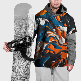 Накидка на куртку 3D с принтом Акриловые краски   оранжевые в Новосибирске, 100% полиэстер |  | 