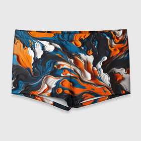 Мужские купальные плавки 3D с принтом Акриловые краски   оранжевые в Новосибирске, Полиэстер 85%, Спандекс 15% |  | 