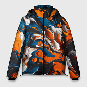 Мужская зимняя куртка 3D с принтом Акриловые краски   оранжевые в Новосибирске, верх — 100% полиэстер; подкладка — 100% полиэстер; утеплитель — 100% полиэстер | длина ниже бедра, свободный силуэт Оверсайз. Есть воротник-стойка, отстегивающийся капюшон и ветрозащитная планка. 

Боковые карманы с листочкой на кнопках и внутренний карман на молнии. | 