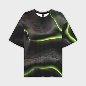 Мужская футболка oversize 3D с принтом Green black  texture ,  |  | 