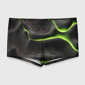 Мужские купальные плавки 3D с принтом Green black  texture в Екатеринбурге, Полиэстер 85%, Спандекс 15% |  | 